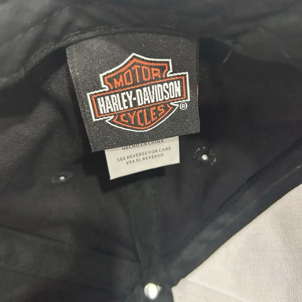 Harley Davidson Motor Cycles Adjustable Boys Hat Black/White/Orange - Picture 5 of 8